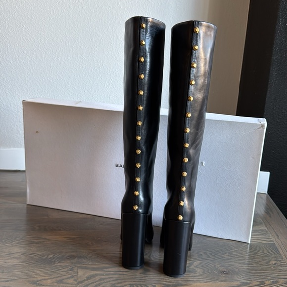 Authentic Balenciaga Knee High Boots Gold Detail NIB Size 39 - Picture 3 of 10